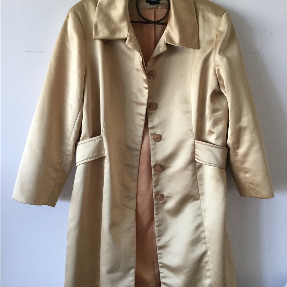 INC satin trench coat, size large